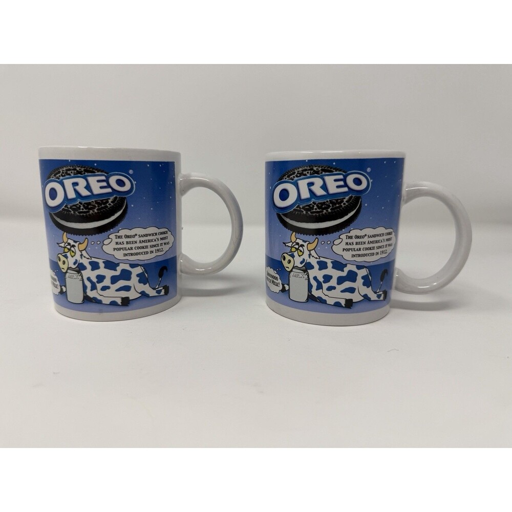 Vintage Oreo Milk Cow Advertising Coffee Mug 12 oz - Set of 2 - Early 2000’s